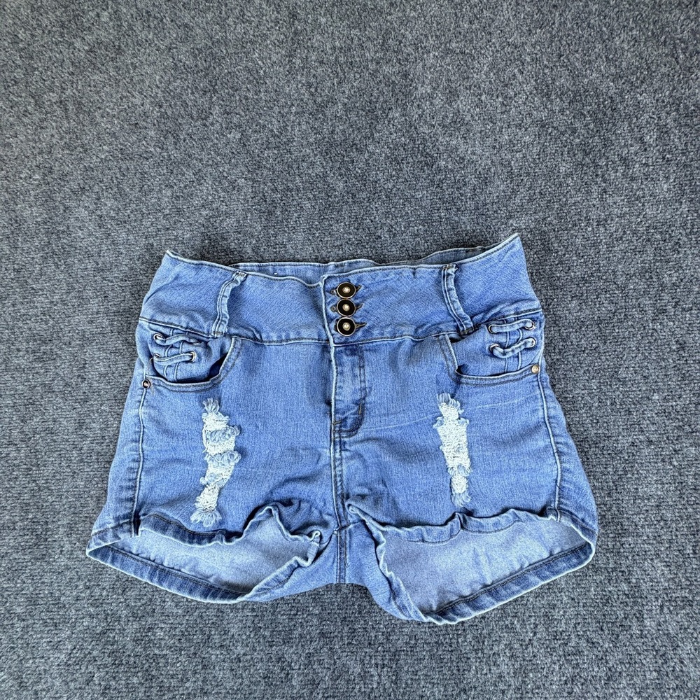 M.Michel Shorts Womens 30x12 Blue Denim Light Wash Cotton‎ Stretch Distressed
